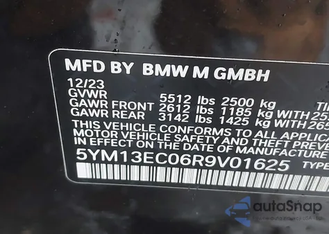 2024 BMW X3 M z USA, uszkodzony, nr VIN 5YM13EC06R9V01625